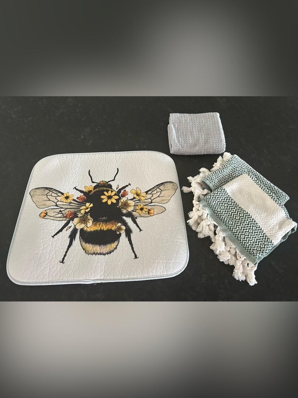 Decorative Bee dish mat hand towels kitchen lot cotton boho farmhouse rustic
